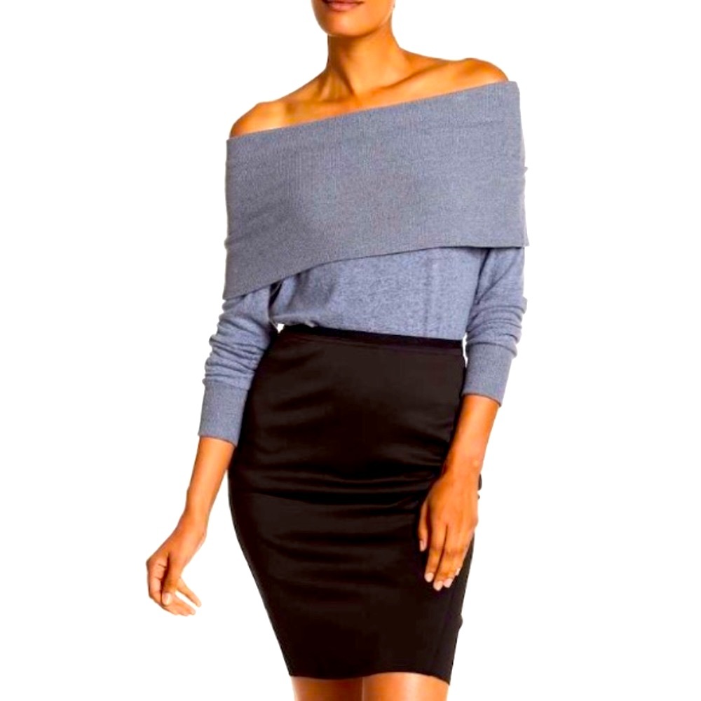 Harlowe & Graham Off-the-Shoulder Fleece Top, Sz S
